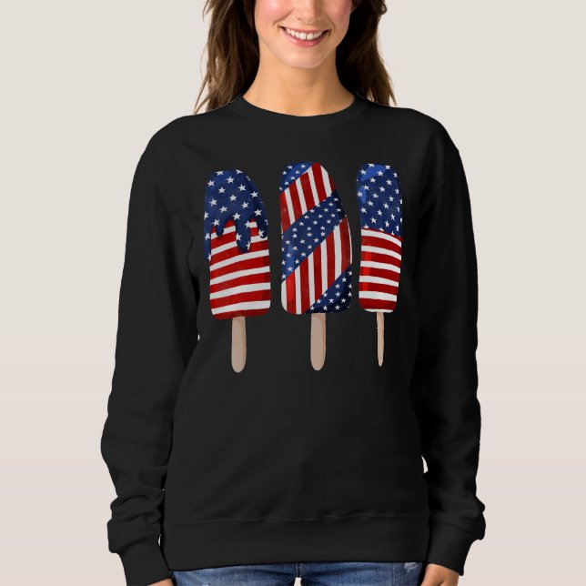 4th Of July Popsicle Red White Blue American Flag  Sweatshirt (Front)