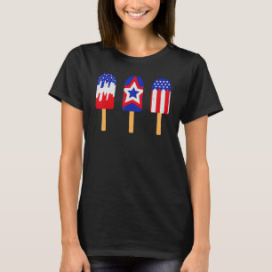 4th Of July Popsicle Red White Blue American Flag T-Shirt