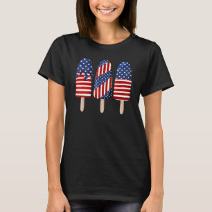 4th Of July Popsicle Red White Blue American Flag T-Shirt