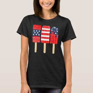 4th Of July Popsicle Red White Blue American Flag  T-Shirt