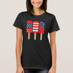 4th Of July Popsicle Red White Blue American Flag T-Shirt