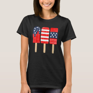 4th of July Popsicle Red White Blue American Flag T-Shirt