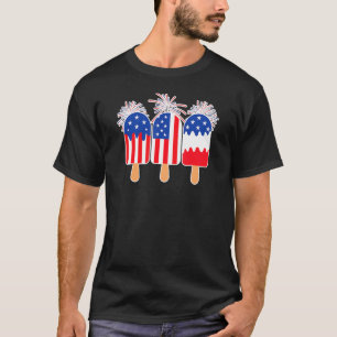 4th Of July Popsicle Red White Blue American Flag T-Shirt