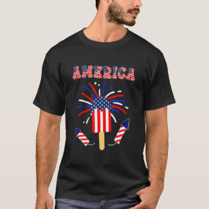 4th Of July Popsicle Red White Blue American Flag  T-Shirt