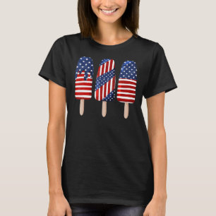 4th Of July Popsicle Red White Blue American Flag T-Shirt