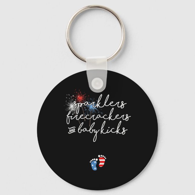 4th Of July Pregnancy Announcement  Key Ring (Front)