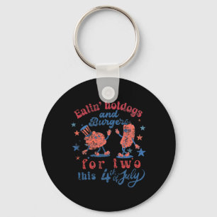 4th Of July Pregnancy Eating Hotdogs And Burger Fo Key Ring