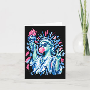 4th Of July Preppy Statue Of Liberty Blowing Card