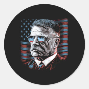 4th Of July President Theodore Roosevelt American Classic Round Sticker