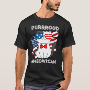 4th Of July Proud Patriotic Cat Usa Flag T-Shirt