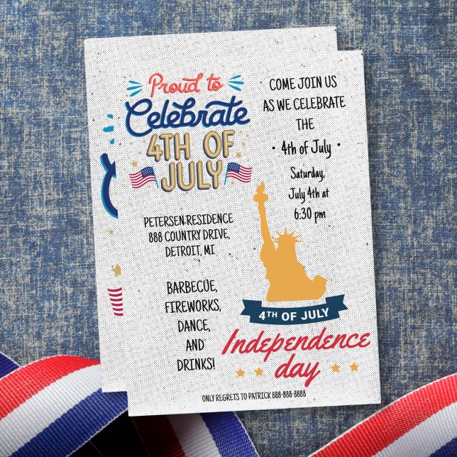 4th of July Proud To Celebrate BBQ Invitation (United We Feast: Proud 4th of July BBQ Invitation!
 Declare Your Celebration!)