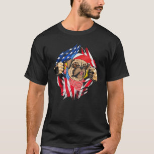4th Of July Pug Dog Patriotic American Flag Indepe T-Shirt