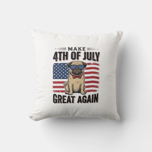 4th of July Pug Patriotic Vintage Shirt Design_1 Cushion
