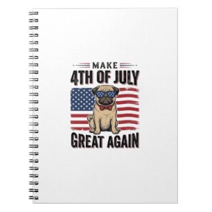 4th of July Pug Patriotic Vintage Shirt Design_1 Notebook
