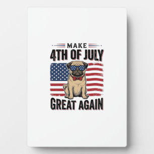 4th of July Pug Patriotic Vintage Shirt Design_1 Plaque