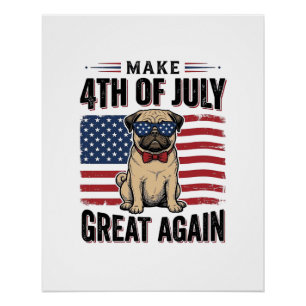 4th of July Pug Patriotic Vintage Shirt Design_1 Poster