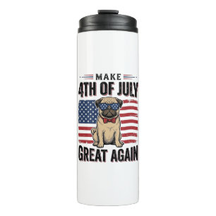 4th of July Pug Patriotic Vintage Shirt Design_1 Thermal Tumbler