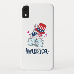 4th of July Rabbit with USA Flag Sun Glasses Case-Mate iPhone Case