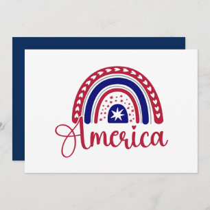 4th of July Rainbow America  Invitation