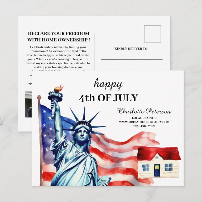 4th of July Real Estate Promotional Holiday Postcard (Front/Back)