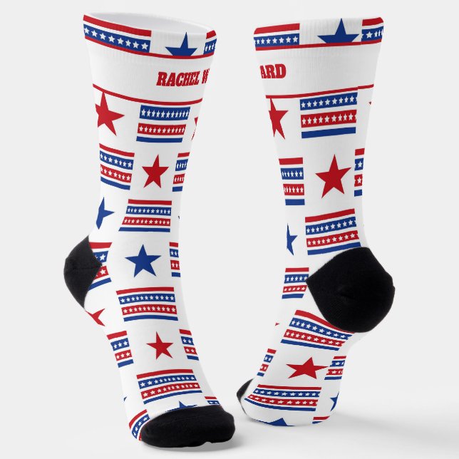 4th of July Red and Blue Socks (Angled)
