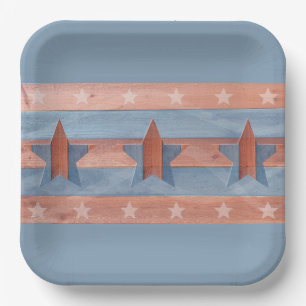 4th  Of July Red and Blue With Stars  Paper Plate