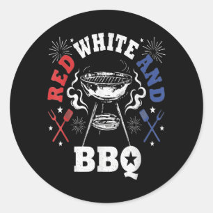 4th Of July Red White And Bbq Grilling Grill Classic Round Sticker