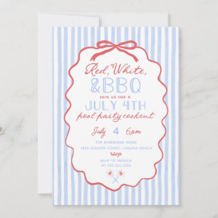 4th of July Red White and BBQ Independence Day Invitation