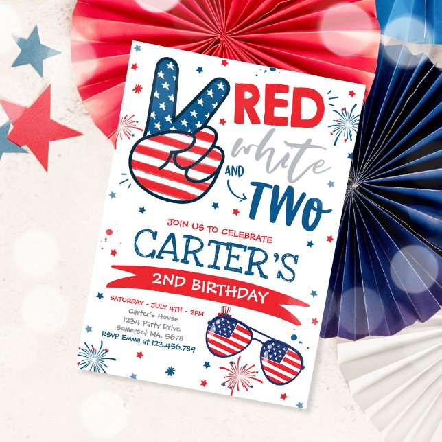 4th Of July Red White And Blue 2nd Birthday Invitation (Creator Uploaded)