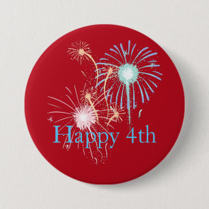 4th of July red, white and blue fireworks Button
