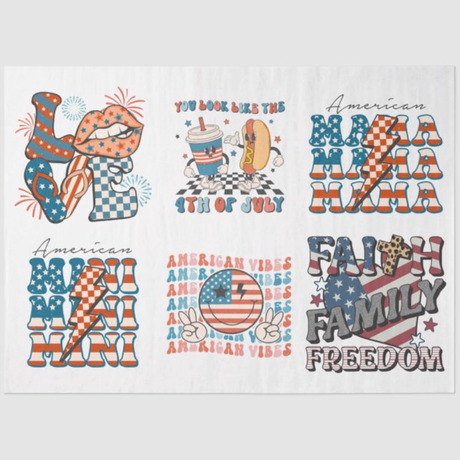 4th of July Red White and Blue for Arts & Crafts Tissue Paper (Front)