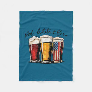 4th of july red white and brew beer funny american fleece blanket