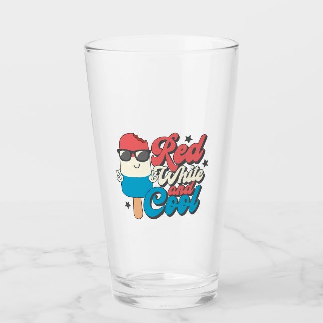 4th Of July Red White And Cool Popsicles  Glass (Front)
