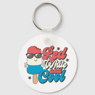 4th Of July Red White And Cool Popsicles Key Ring