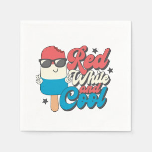 4th Of July Red White And Cool Popsicles  Napkin
