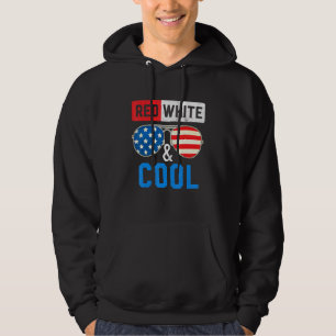 4th Of July Red White And Cool Sunglasses Kids Boy Hoodie