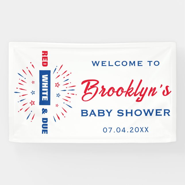 4th Of July Red White And Due Baby Shower Welcome Banner (Horizontal)