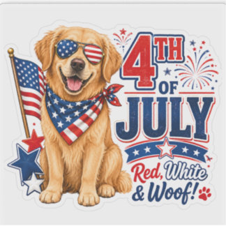 4th of July Red White and Woof Patriotic Dog Stick