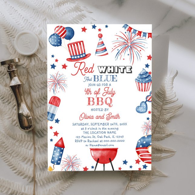 4th of July Red White Blue BBQ Invitation (Creator Uploaded)