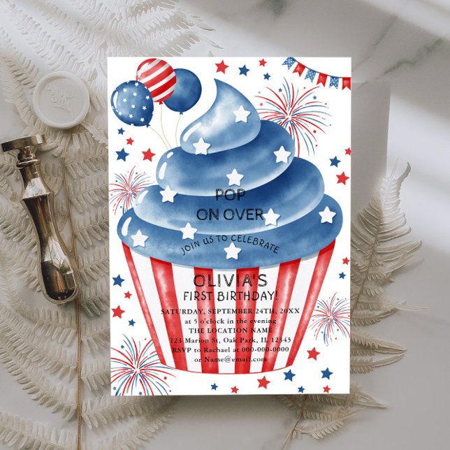 4th of July Red White Blue Birthday Invitation (Creator Uploaded)