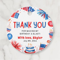 4th of July Red White Blue Birthday Thank You