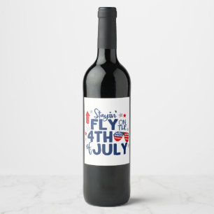 4th of July Red White Blue Celebration American Wine Label