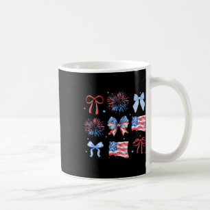 4th Of July Red White Blue Coquette Bow Fireworks Coffee Mug