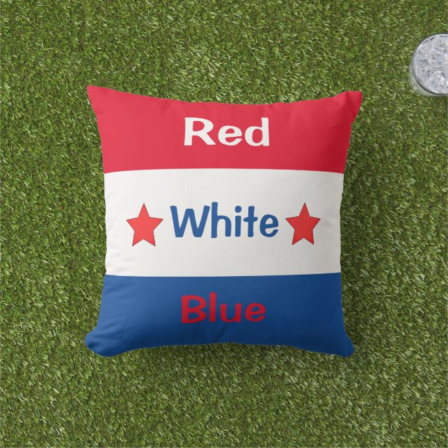 4th of July Red White Blue Cushion (Grass)