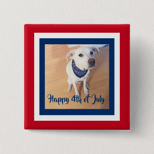 4th of July Red, White, Blue Cute White Puppy Dog 15 Cm Square Badge