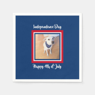 4th of July Red, White, Blue Cute White Puppy Dog Napkin
