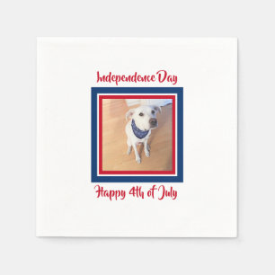4th of July Red, White, Blue Cute White Puppy Dog Napkin