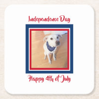 4th of July Red, White, Blue Cute White Puppy Dog