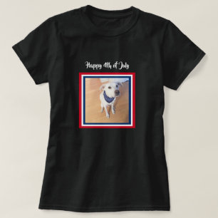 4th of July Red, White, Blue Cute White Puppy Dog  T-Shirt