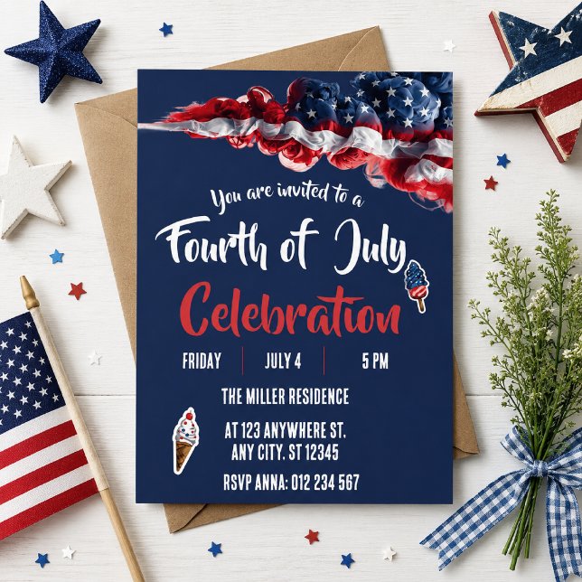 4th of July Red White Blue Fireworks Party  Invitation (Creator Uploaded)